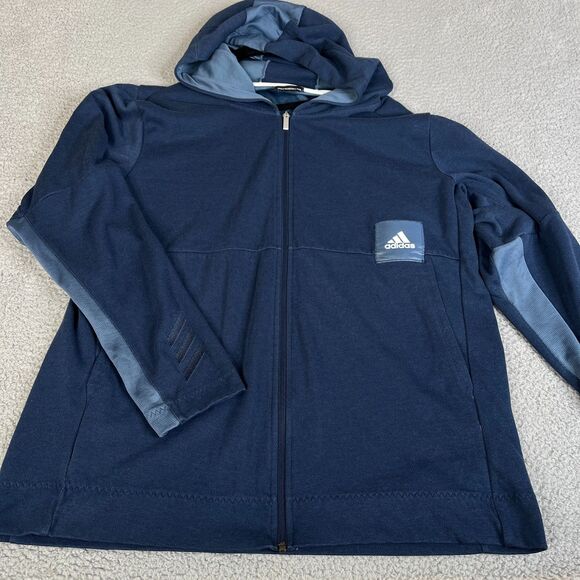 Adidas Basketball Club Sweatshirt Mens 2XLT Tall Blue Hoodie Full Zip Sweater - Picture 1 of 15